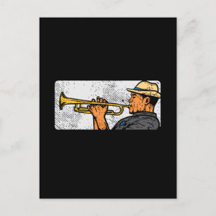 Trompettist Retro Trompet Jazz Muziek Briefkaart