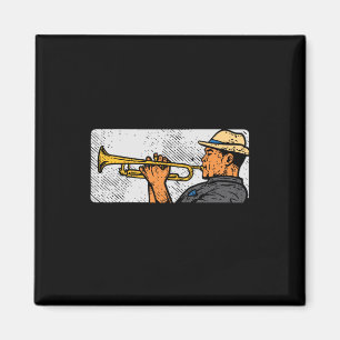 Trompettist Retro Trompet Jazz Muziek Magneet