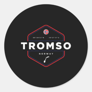 Tromso Noorwegen Kaart Vlag Ronde Sticker