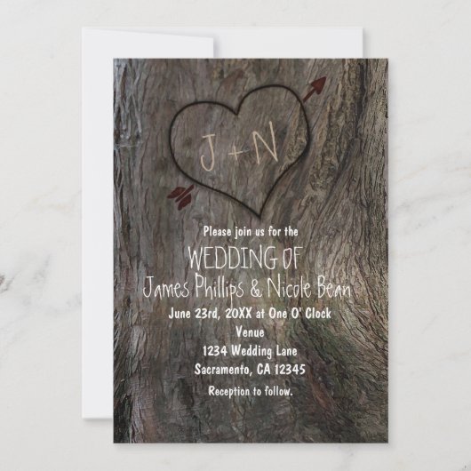 Tronc d'arbre + Invitations de mariage du coeur sc (Devant)