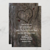 Tronc d'arbre + Invitations de mariage du coeur sc (Devant / Derrière)