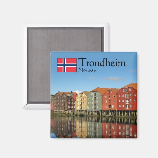 Trondheim Noorwegen Souvenir Magneet (Voorkant / Achterkant)