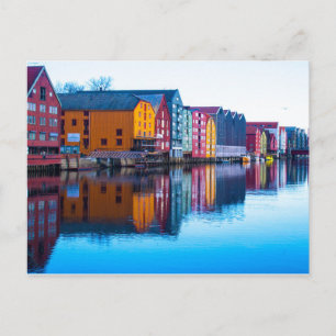 Trondheim waterfront, Noorwegen Briefkaart