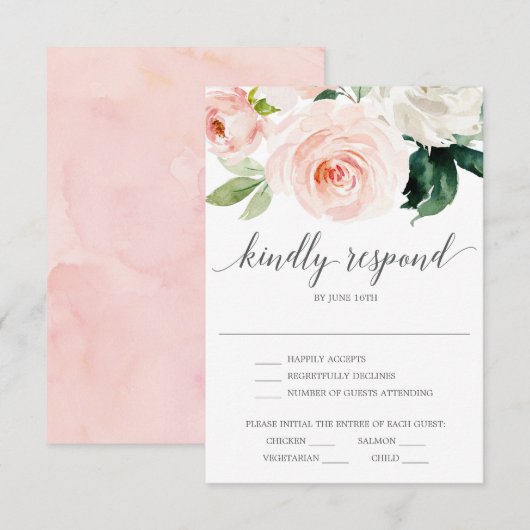 Troosbloemen Huwelijks RSVP Kaart (Voorkant / Achterkant)