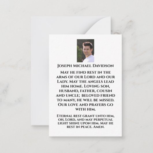 Troostende gedenkgebed Kaart Notitiekaartje (Achterkant)