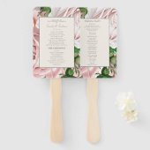 Troostroze waterverf bloem bruiloftsprogramma handwaaier (Voorkant en achterkant)