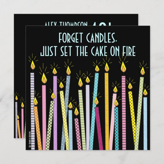 Trop de bougies ! Invitation à la fête d'anniversa (Devant / Derrière)