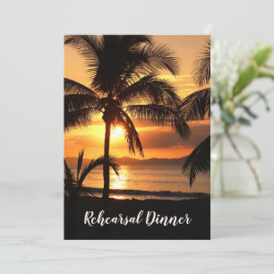Tropcial Sunset Beach Rehearsal Dinner Invitation Kaart