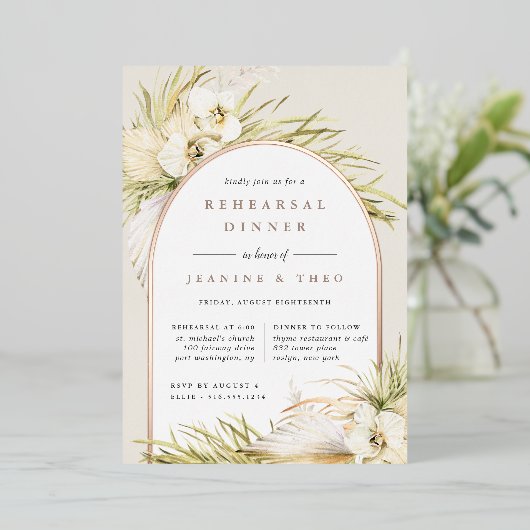 tropen | Ceremony Rehearsal Dinner Folie Uitnodiging (Staand Voorkant)