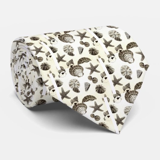  tropenstrand zeeschelp bruiloft stropdas (Opgerold)