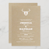 Trophée Rustique Faire-part de mariage blanc (Devant / Derrière)