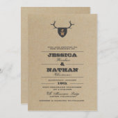 Trophée Rustique Gris Faire-part de mariage (Devant / Derrière)