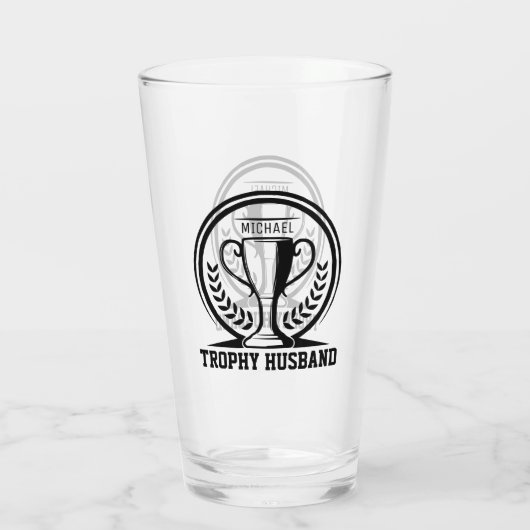 Trophy Husband | Funny Monogram Award Glas (Achterkant)