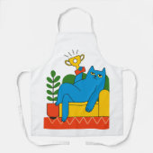 Trophy-Style Blue Cat Lounger - Apron Schort (Voorkant)
