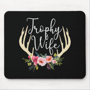 Trophy Wife Cute Deer Antlers bloemen Hunters Wife Muismat