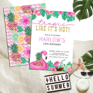 Tropic Like It's Hot Roze Tropische Verjaardag Kaart