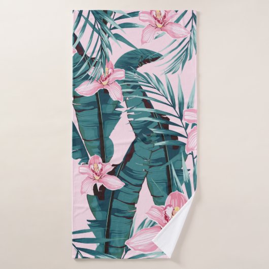 Tropic summer painting seamless pattern with palm  (Serviette de bain)