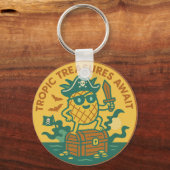 Tropic Treasures Await Pineapple Sleutelhanger (Achterkant)