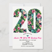 Tropical 20 20e Floral Anniversaire Invitation (Devant)