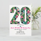 Tropical 20 20e Floral Anniversaire Invitation (Debout devant)