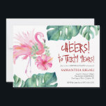 Tropical 30th Birthday Party Invitation Modèle<br><div class="desc">Meilleure option pour une fête tropicale de 30e anniversaire, un bain de plage ou une fête du Flamant rose rose! Faites un peu de plaisir avec cette invitation ludique de 30e anniversaire avec des flamants roses d'aquarelle originaux et une végétation tropicale vibrante. L'expression "Cheers to Thirty Years" donne un ton...</div>
