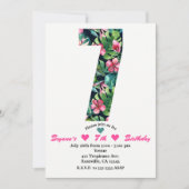 Tropical 7 Seven Seventh Birthday Party Uitnodigin Kaart (Voorkant)