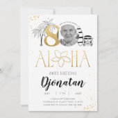 Tropical 80th Birthday Gold Invitation avec photo (Devant)