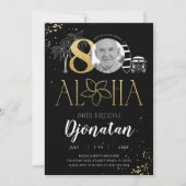 Tropical 80th Birthday Gold Invitation avec photo (Devant)