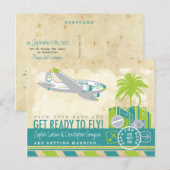 Tropical Airline Travel Save the Date Briefkaart (Voorkant / Achterkant)
