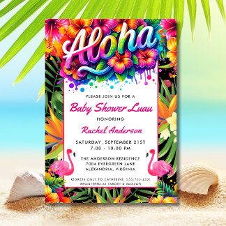Tropical Aloha Baby Shower Luau  Kaart