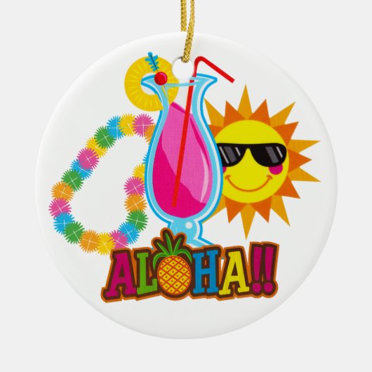 Tropical ALOHA Cocktail - SRF Keramisch Ornament (Voorkant)