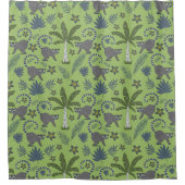 Tropical animals seamless pattern green and grey douchegordijn (Voorkant)
