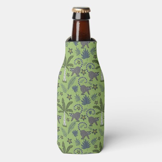 Tropical animals seamless pattern green and grey flesjeskoeler (Fles Voorkant)