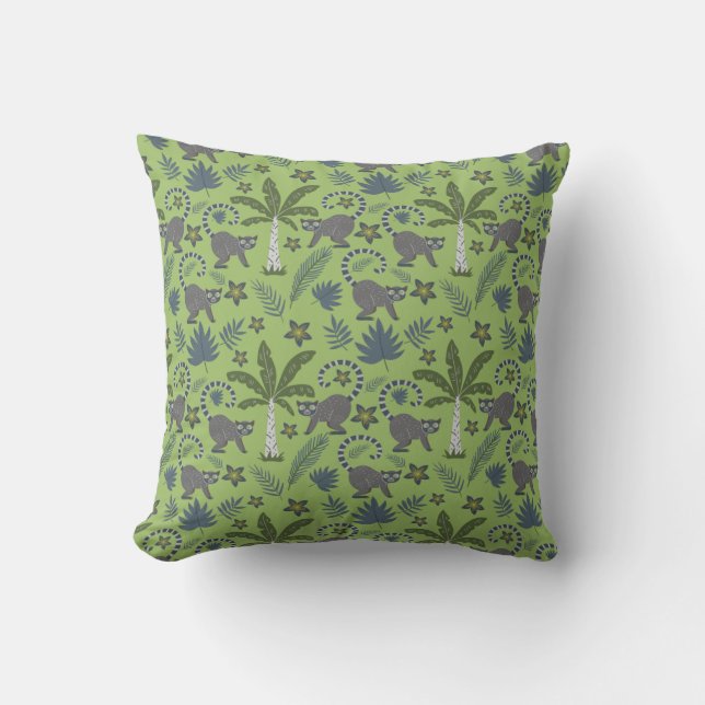 Tropical animals seamless pattern green and grey kussen (Voorkant)