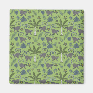 Tropical animals seamless pattern green and grey magneet