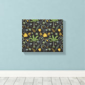 Tropical animals seamless pattern monkey palm tree canvas afdruk (Insitu (Houten vloer))