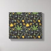 Tropical animals seamless pattern monkey palm tree canvas afdruk (Voorkant)
