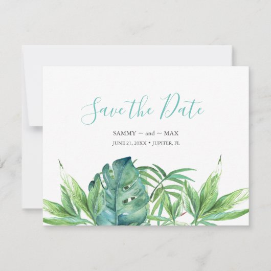 Tropical Aquarelle Faire-Part de sauvegarde de dat (Devant)