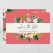 Tropical aquarelle floral save the date (Devant / Derrière)