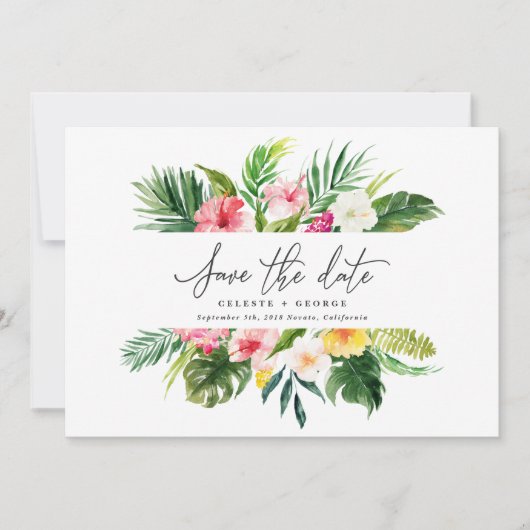 Tropical aquarelle floral save the date (Devant)