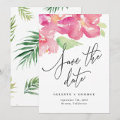 Tropical aquarelle floral save the date (Devant / Derrière)