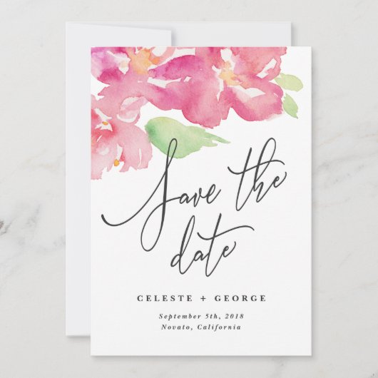 Tropical aquarelle florale save the date (Devant)