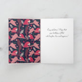 Tropical Ara Parrot Pattern Personalized Birthday  Kaart (Binnen)