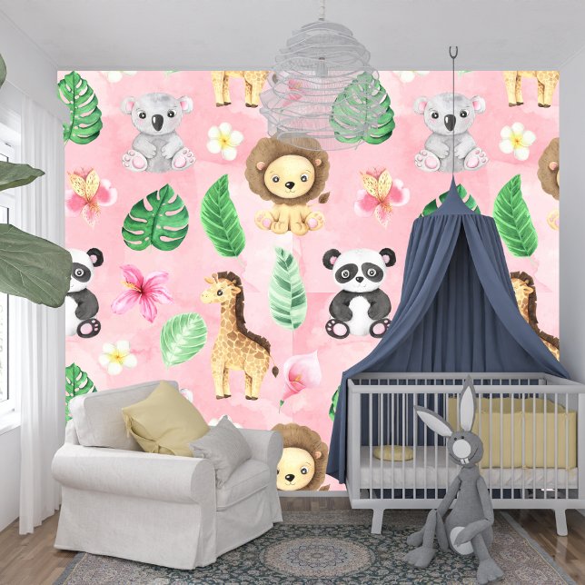 Tropical Baby Animals Kinder kamer en speeltuin Behang (Creator heeft geüpload)
