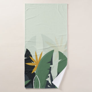 Tropical background with jungle plants. Palm leave Badhanddoek