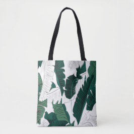 Tropical Banana Leaf Pattern Tote Bag: Dark Green  Draagtas