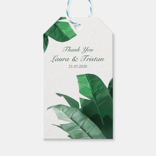 Tropical Banana Leaf Wedding Dank u Labels Cadeaulabel (Voorkant)