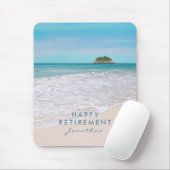 Tropical Beach aangepaste tekst "Happy Retirement" Muismat (Met muis)