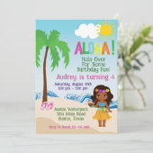 Tropical Beach Aloha Luau Verjaardag uitnodiging (Staand voorkant)