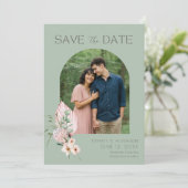 Tropical Beach Arch Photo Destination Wedding  Save The Date (Staand voorkant)